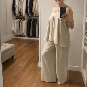 Anthropologie linen/ vicoe strapless top